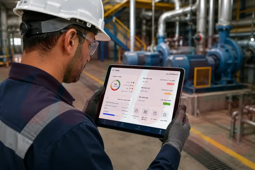 استفاده آسان تکنسین از نرم افزار نگهداری و تعمیرات CMMS